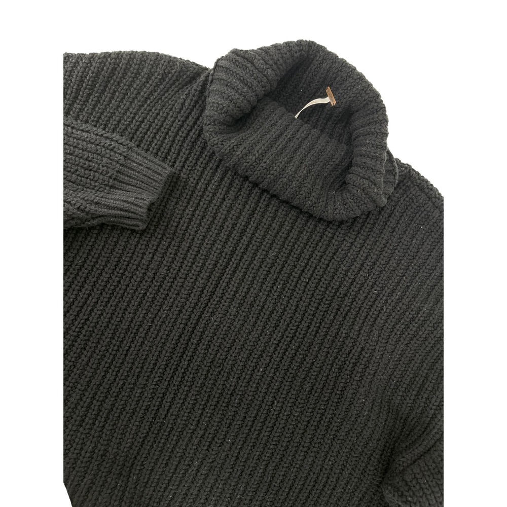 Free‎ People Turtleneck Sweater Black oversized Chunky Ribbed Knit Womens S